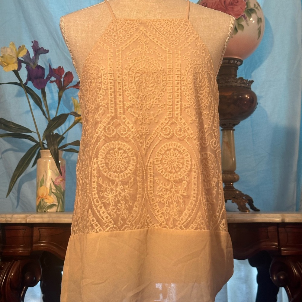 Doe & Rae Lace Halter Blouse - Cream